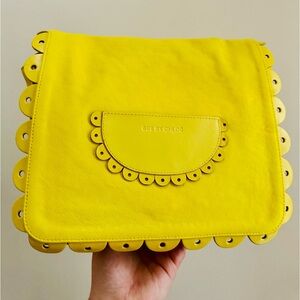 See By Chloe Scalloped Trim Leather Vintage Crossbody Bag (Yellow)